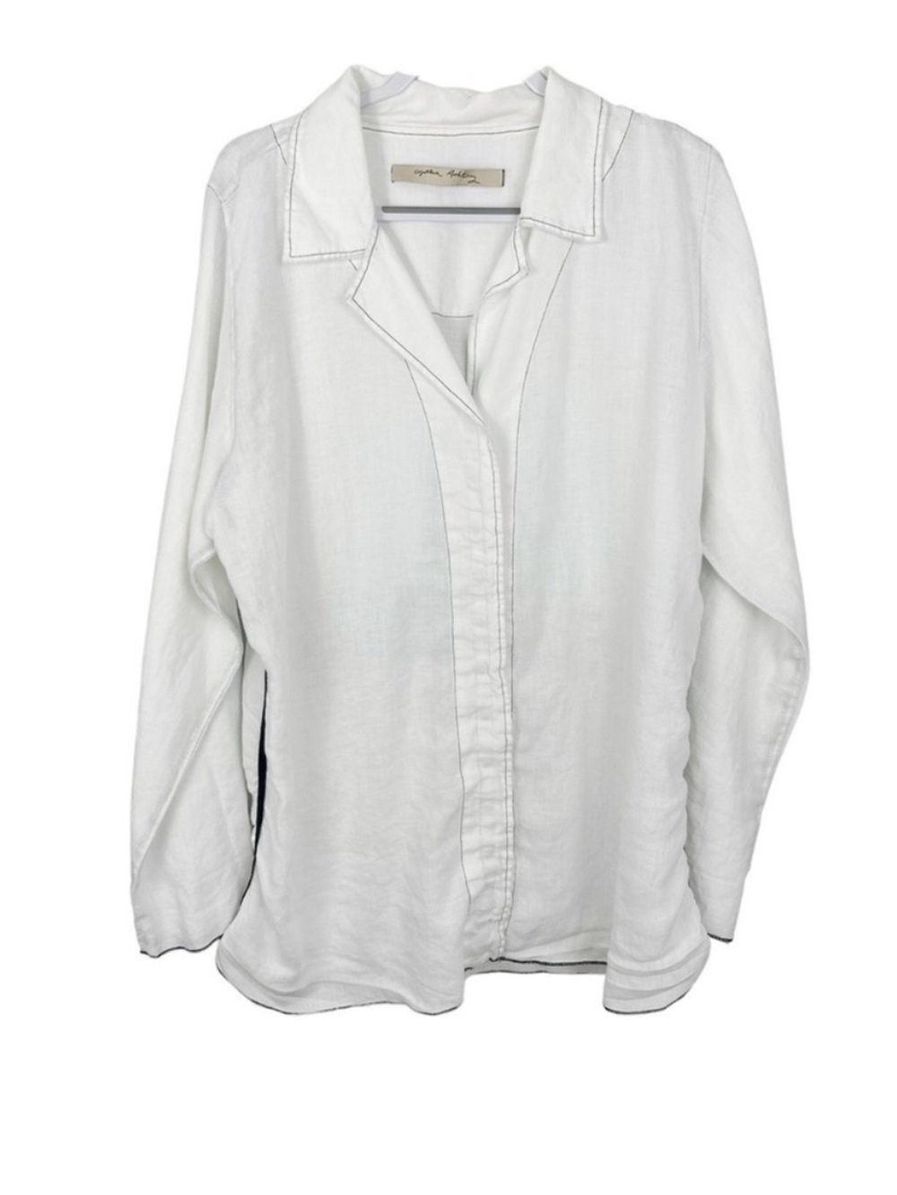 Cynthia Ashby White Linen Shirt Tunic Lagenlook